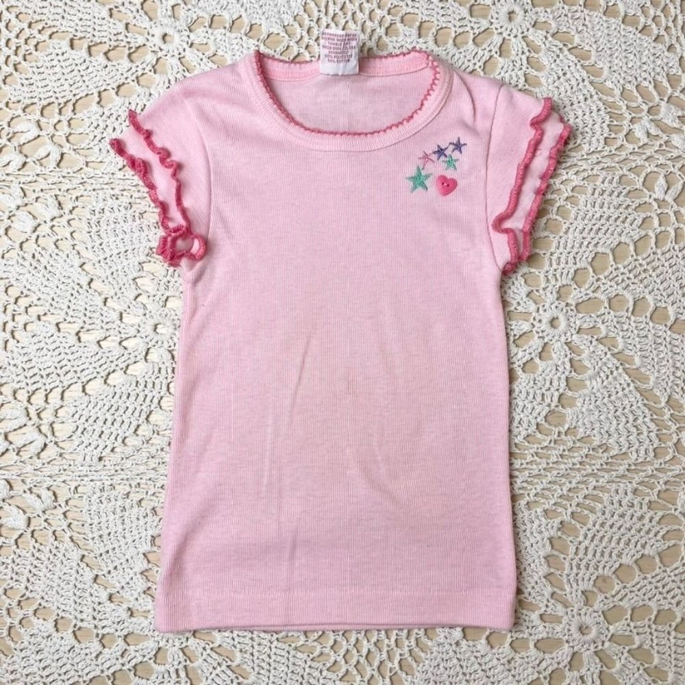 Vintage 1980s Garanimals Girls 5 Years Pink Fitted Star Shirt